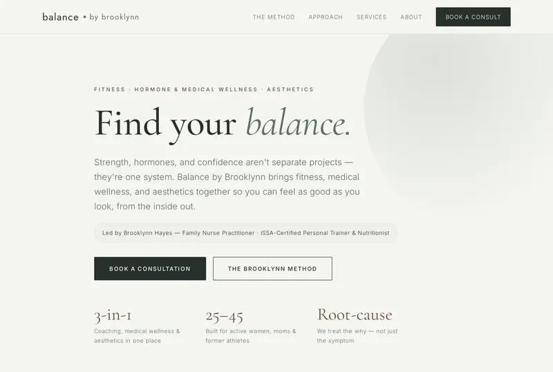 Balance by Brooklynn website, built by TheOpsIQ