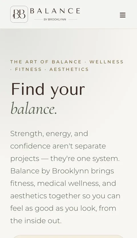 Balance by Brooklynn website on a phone, built by TheOpsIQ