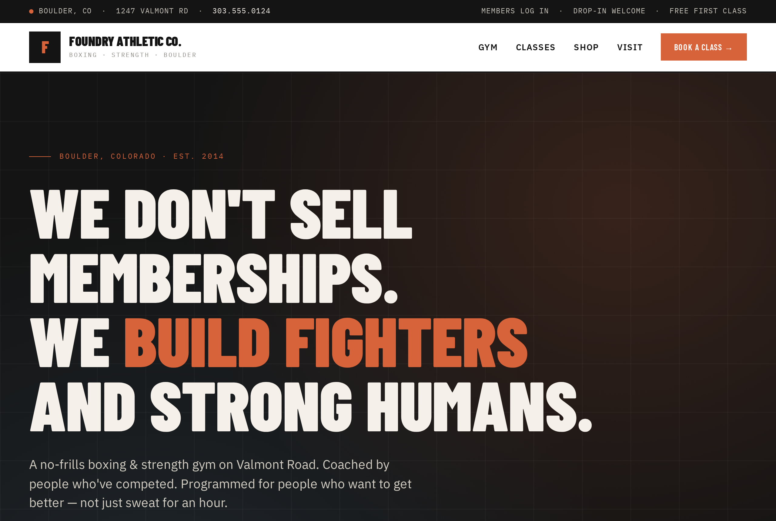 Foundry Athletic Co. website concept