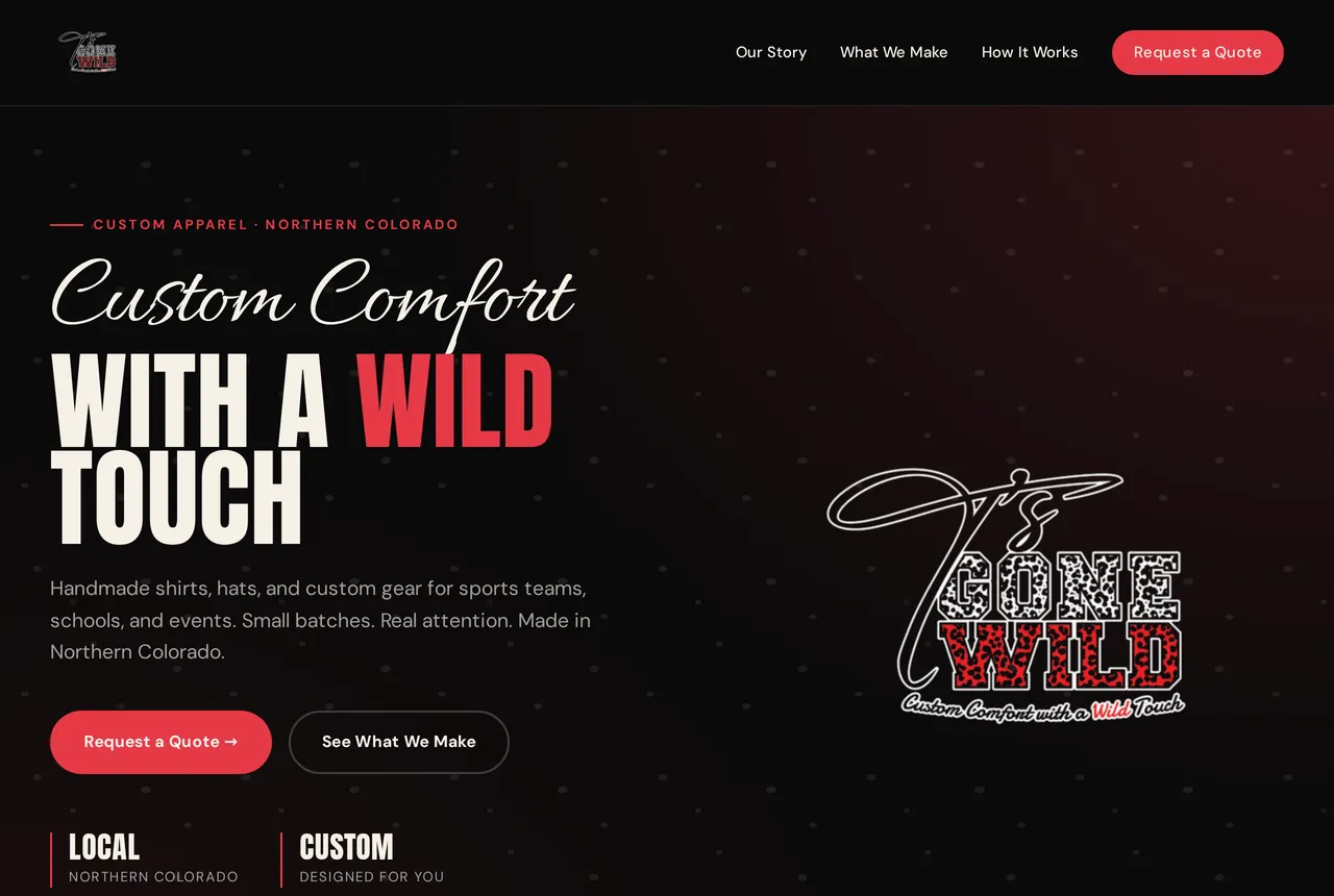 T's Gone Wild custom apparel website